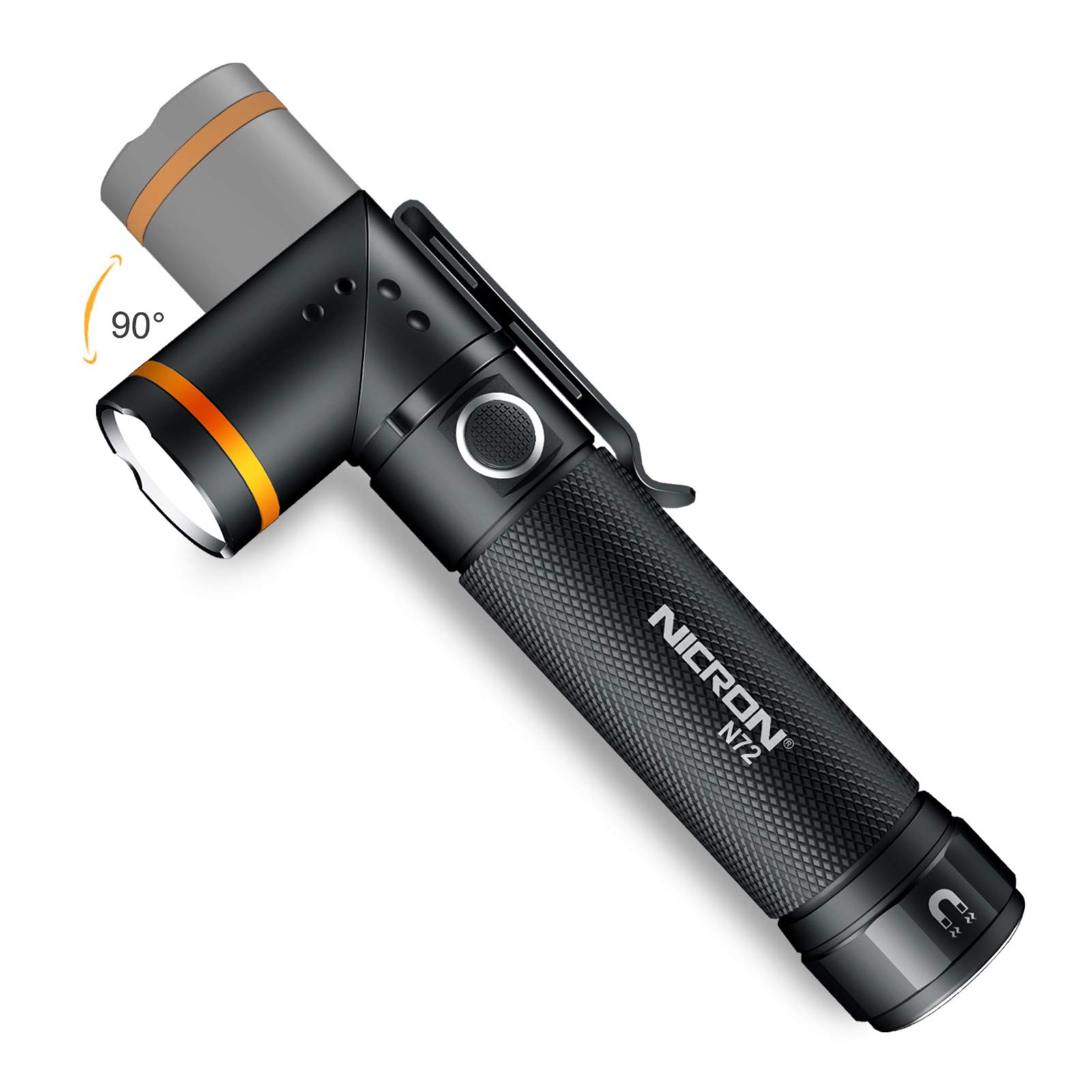 NICRON Flashlight, N72 800 Lumens Tactical Flashlight, 90 Degree